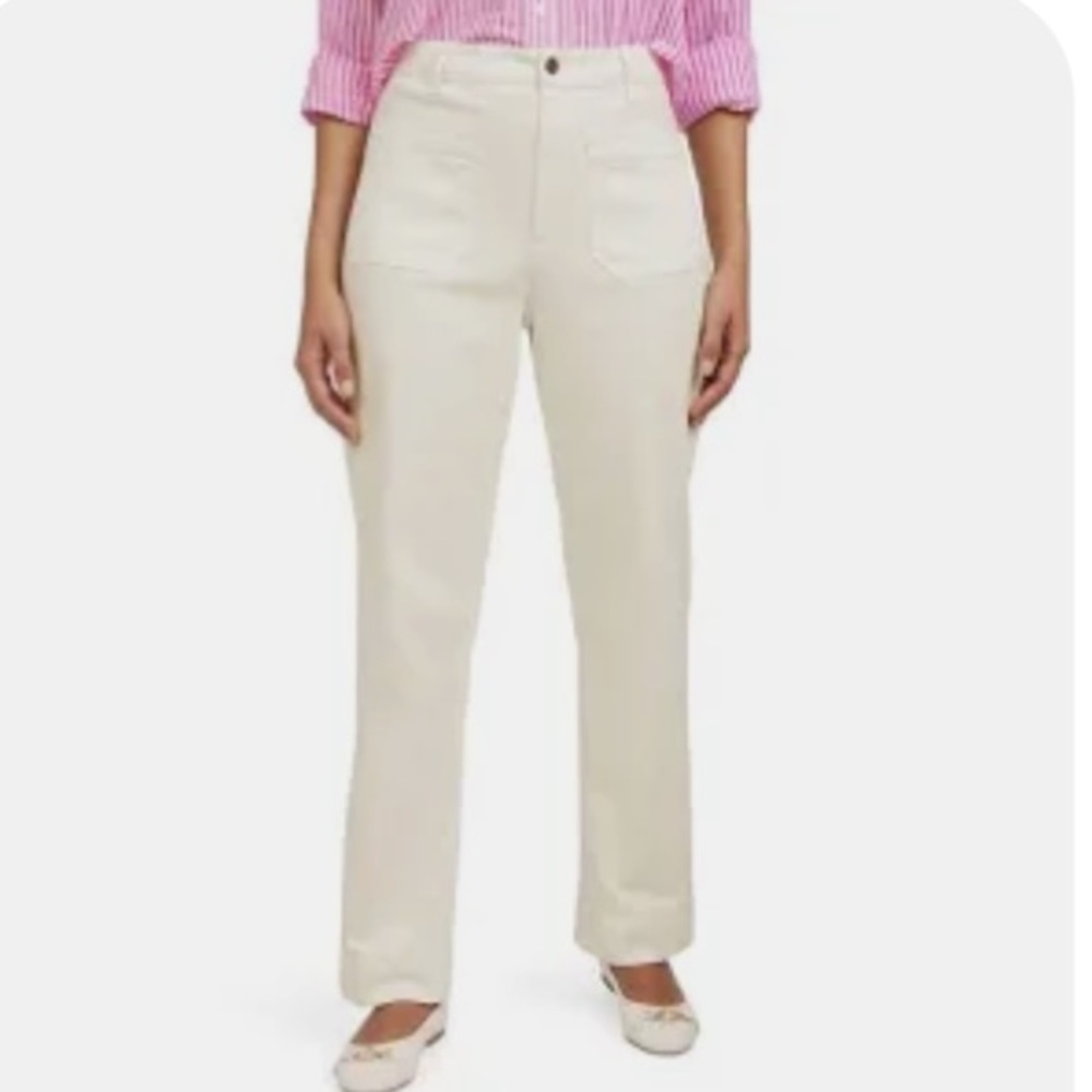 Chaps white straight leg jeans size 8 New stretch patch pocket